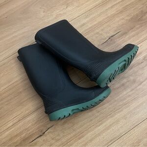 Black and Green Rain Boots